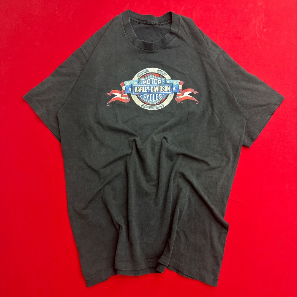 Vintage 1995 Harley Davidson Aruba T-Shirt Mens XL Black Single Stitch Big Twin
